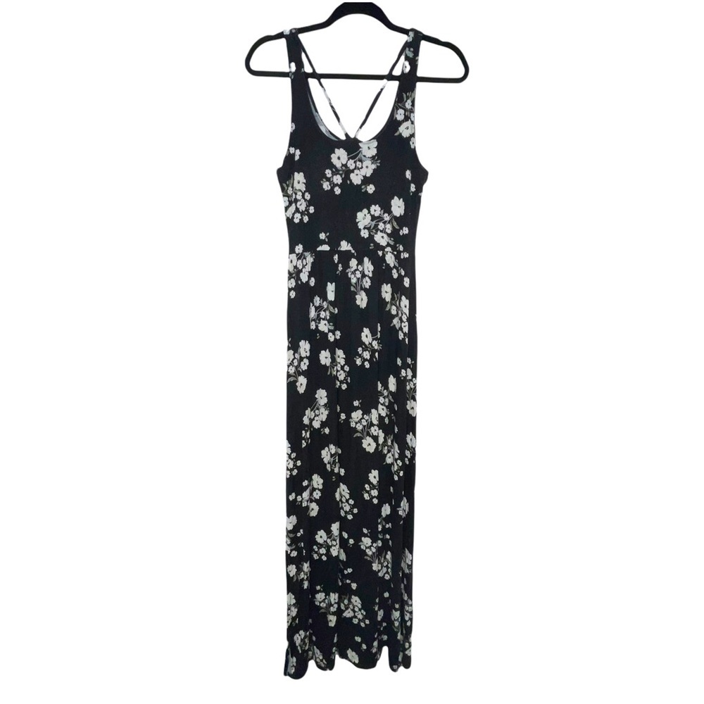 SO Black and White Floral Maxi Dress M